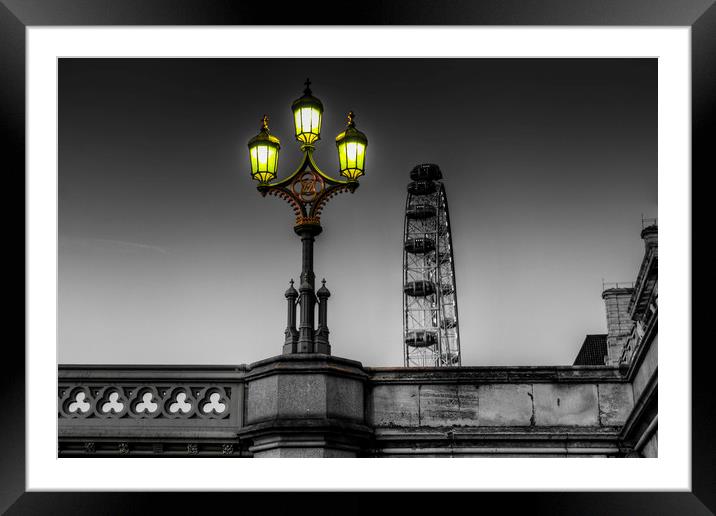 Westminster Bridge Lamp Framed Mounted Print by David Pyatt