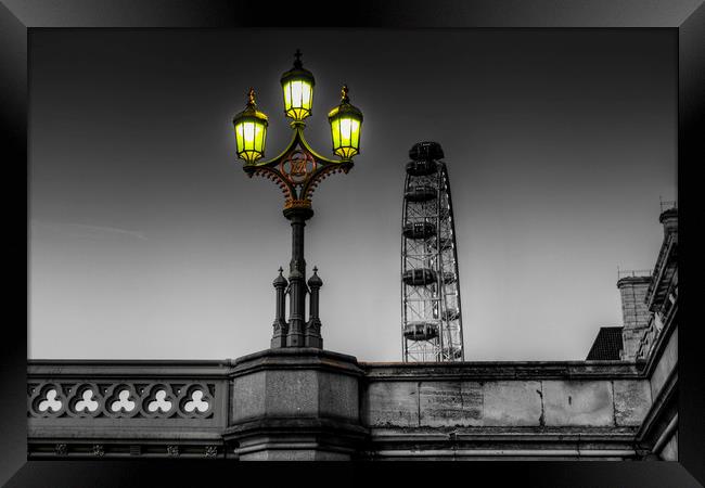 Westminster Bridge Lamp Framed Print by David Pyatt