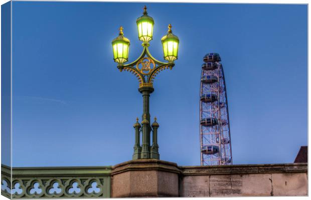 Westminster Bridge Lamp Canvas Print by David Pyatt