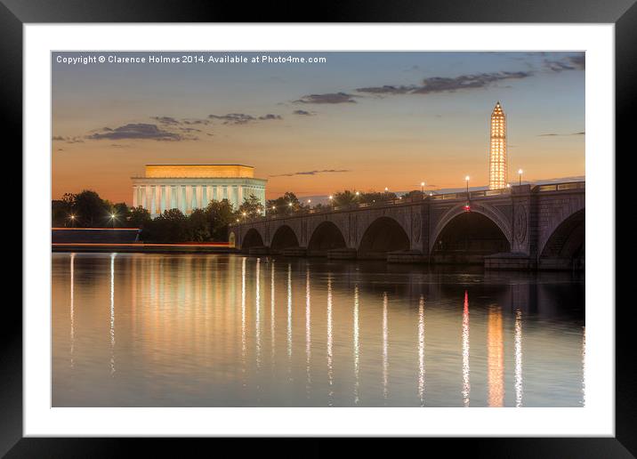 Washington Landmarks at Dawn I Framed Mounted Print by Clarence Holmes