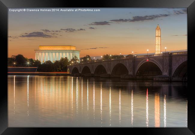Washington Landmarks at Dawn I Framed Print by Clarence Holmes
