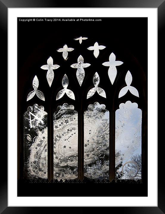 Etched window of Moreton Church, Dorset  Framed Mounted Print by Colin Tracy