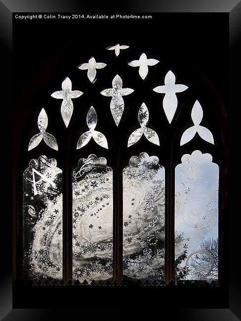 Etched window of Moreton Church, Dorset  Framed Print by Colin Tracy