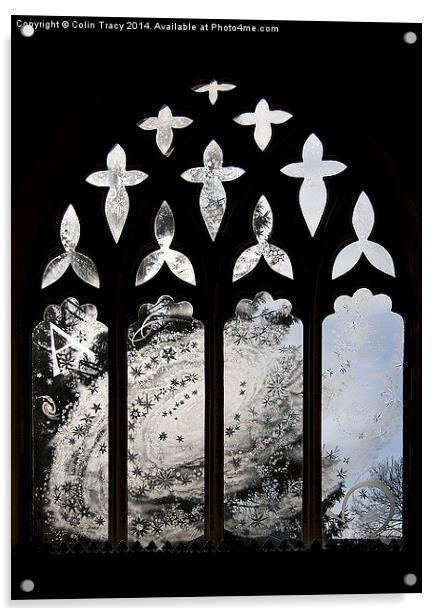 Etched window of Moreton Church, Dorset  Acrylic by Colin Tracy