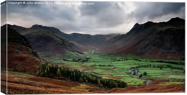  Great Langdale in the Lake District Canvas Print by John Malley