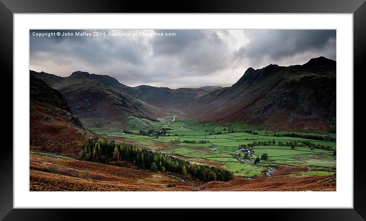  Great Langdale in the Lake District Framed Mounted Print by John Malley