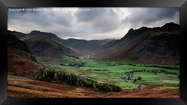  Great Langdale in the Lake District Framed Print by John Malley