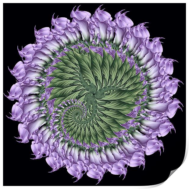 Fractal Purple And Green Flora Print by Tanya Hall