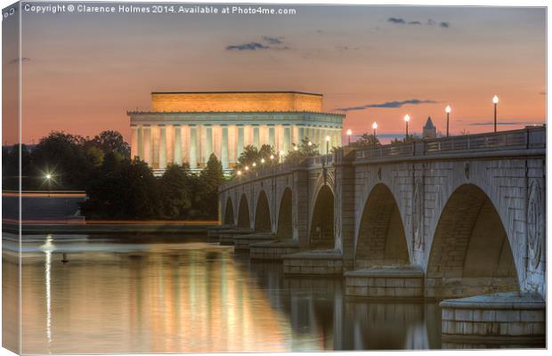 Lincoln Memorial and Arlington Bridge at Dawn I Canvas Print by Clarence Holmes
