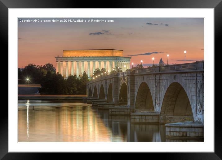 Lincoln Memorial and Arlington Bridge at Dawn I Framed Mounted Print by Clarence Holmes