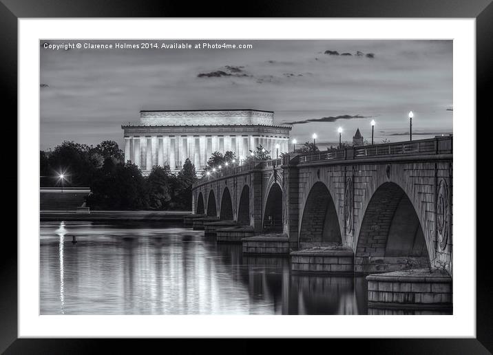 Lincoln Memorial and Arlington Bridge at Dawn II Framed Mounted Print by Clarence Holmes