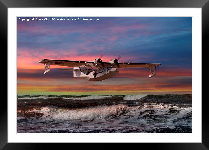  Consolidated PBY-5A at Sunset (US Navy Version) Framed Mounted Print by Steve H Clark