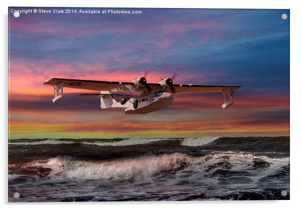  Consolidated PBY-5A at Sunset (US Navy Version) Acrylic by Steve H Clark