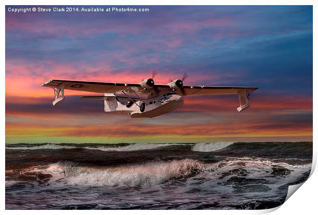  Consolidated PBY-5A at Sunset (US Navy Version) Print by Steve H Clark