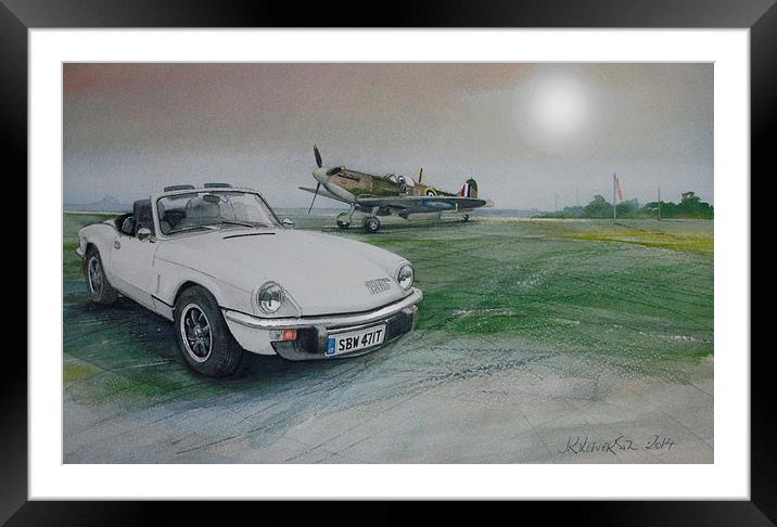  Spitfire and Spitfire Framed Mounted Print by John Lowerson