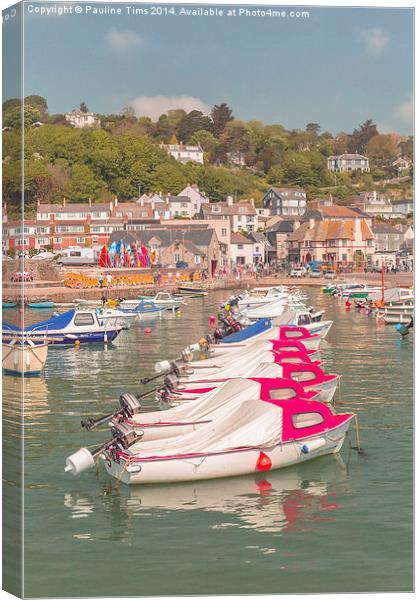  Boats at Lyme Regis Harbour Canvas Print by Pauline Tims