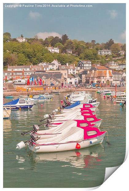  Boats at Lyme Regis Harbour Print by Pauline Tims