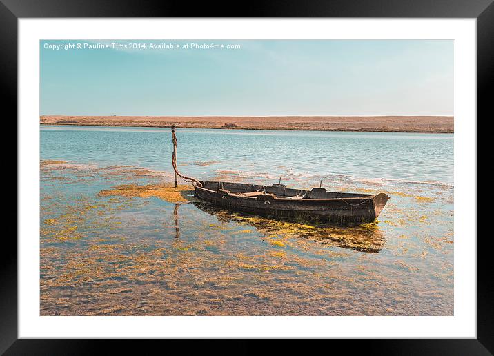  Lone Boat at the Fleet Dorset UK Framed Mounted Print by Pauline Tims