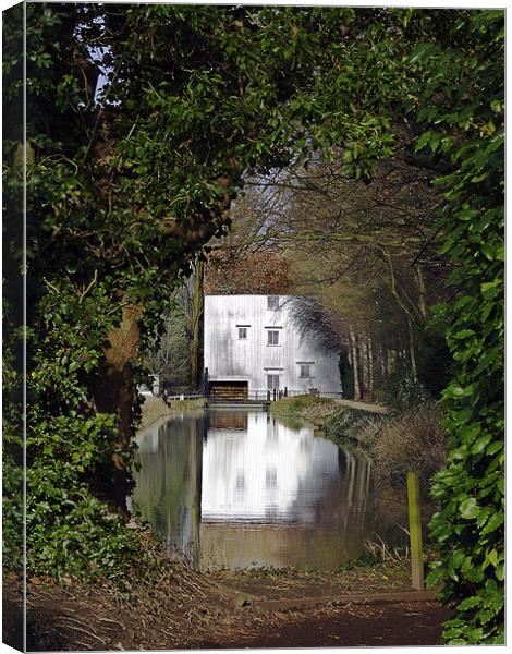 White Corn Mill reflected in the mill pond Canvas Print by john hartley