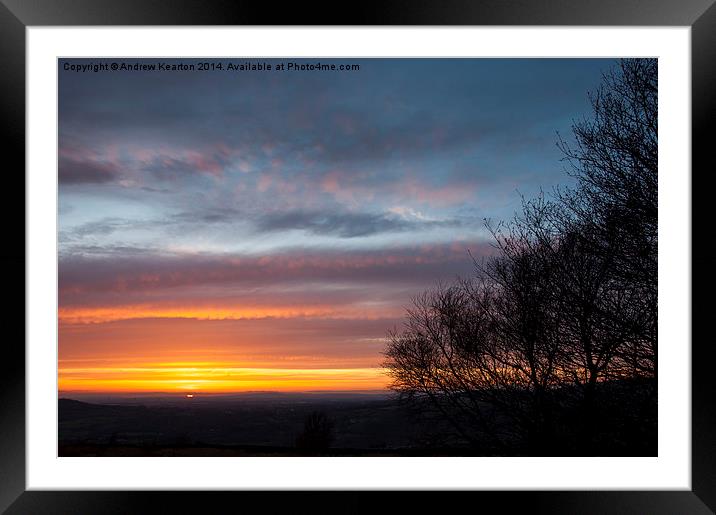  Spring sunset over Manchester Framed Mounted Print by Andrew Kearton
