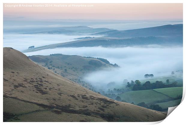  Pastel colours in a Peak District dawn Print by Andrew Kearton