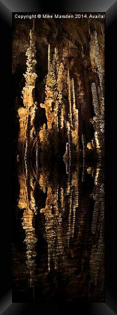 Spectacular stalagmites reflected in water Framed Print by Mike Marsden