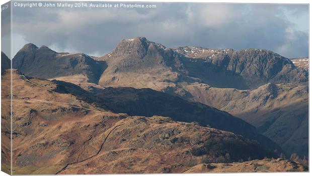  The Langdale Pikes Canvas Print by John Malley