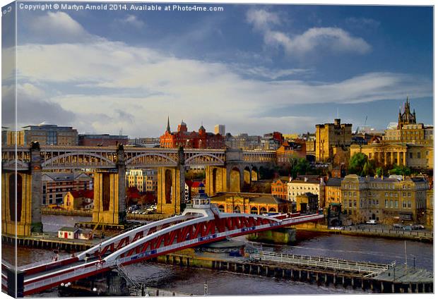  Newcastle Cityscape and Tyne Bridges Canvas Print by Martyn Arnold