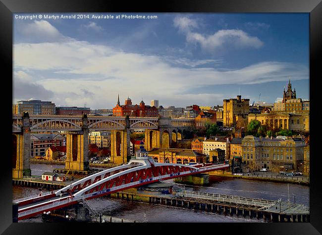  Newcastle Cityscape and Tyne Bridges Framed Print by Martyn Arnold