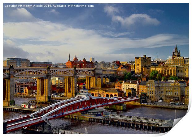  Newcastle Cityscape and Tyne Bridges Print by Martyn Arnold