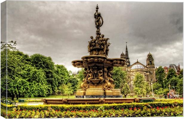 Ross Fountain and St Cuthbert's Church Canvas Print by Tom Gomez