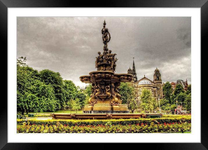 Ross Fountain and St Cuthbert's Church Framed Mounted Print by Tom Gomez