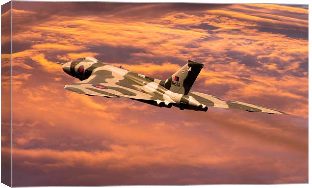  Vulcan XH558 at sunset Canvas Print by Oxon Images