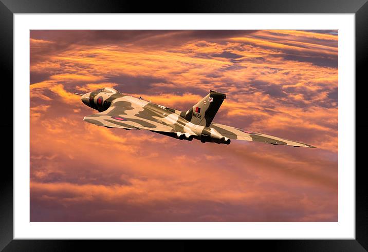  Vulcan XH558 at sunset Framed Mounted Print by Oxon Images