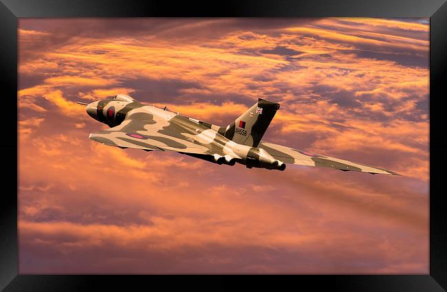  Vulcan XH558 at sunset Framed Print by Oxon Images