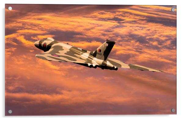  Vulcan XH558 at sunset Acrylic by Oxon Images
