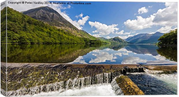 The Weir At Crummock Water  Canvas Print by Peter Yardley