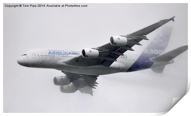 The Giant Whale of the skies " The A380 " Gliding  Print by Tom Pipe