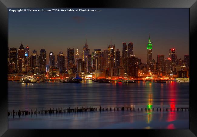New York City Saint Patricks Day Skyline I Framed Print by Clarence Holmes
