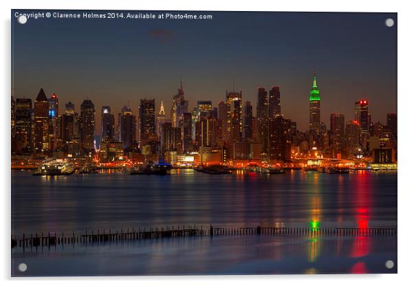 New York City Saint Patricks Day Skyline I Acrylic by Clarence Holmes