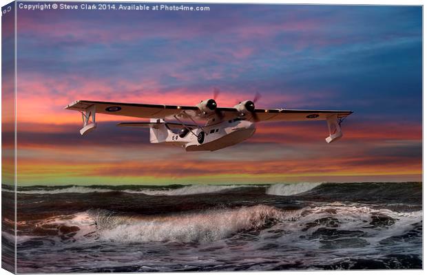 Catalina Flying Boat at Sunset (RAF Version) Canvas Print by Steve H Clark