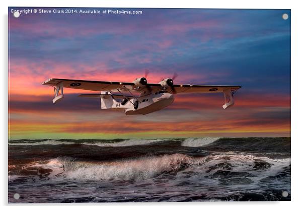 Catalina Flying Boat at Sunset (RAF Version) Acrylic by Steve H Clark