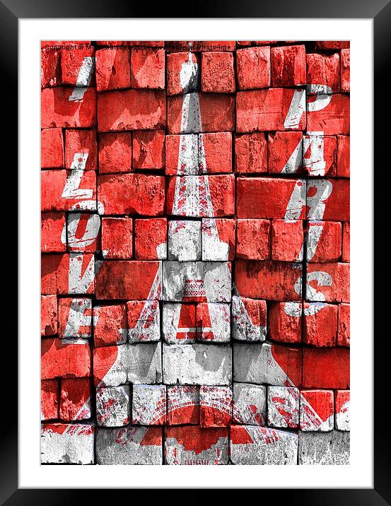 I Love Paris - Eiffel Tower Graffiti Graphic Framed Mounted Print by Mike Marsden