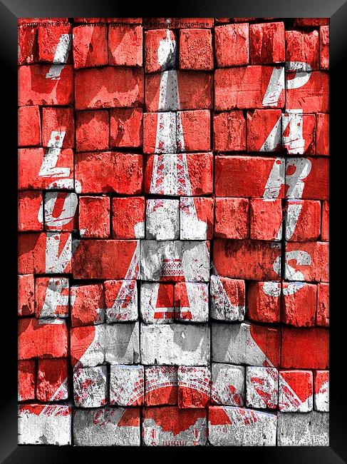 I Love Paris - Eiffel Tower Graffiti Graphic Framed Print by Mike Marsden