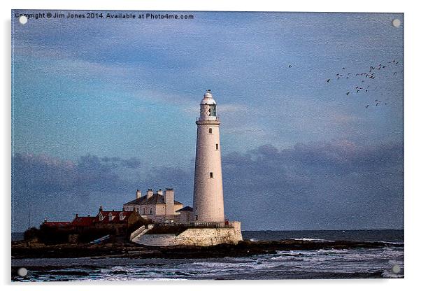  Textured St Mary's Island and Lighthouse Acrylic by Jim Jones
