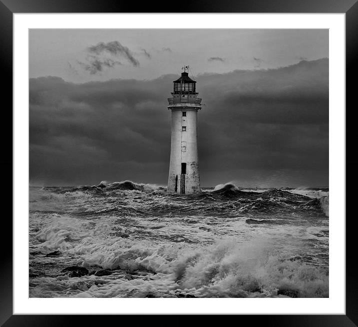  Stormy seas at Perch Rock Framed Mounted Print by Jed Pearson