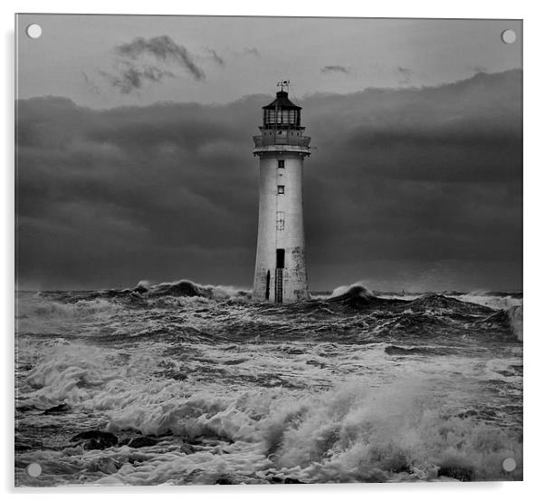  Stormy seas at Perch Rock Acrylic by Jed Pearson
