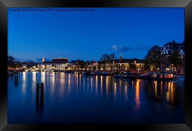  River Amstel, Amsterdam at Night Framed Print by Carolyn Eaton