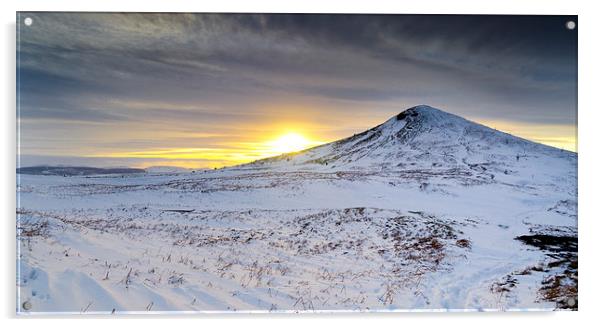  Winter Sunset Roseberry Topping Teesside Acrylic by Greg Marshall