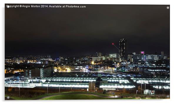Sheffield Night Time Skyline Acrylic by Angie Morton